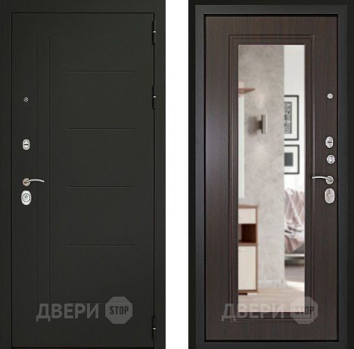 Входная металлическая Дверь (Дверной Континент) Сити - Z 3К с зеркалом Венге в Лобне