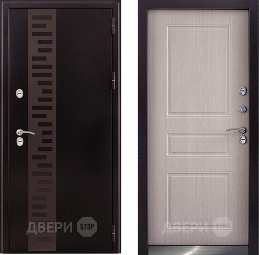 Дверь Заводская Урал с декором Термо Беленый дуб (с терморазрывом) в Лобне