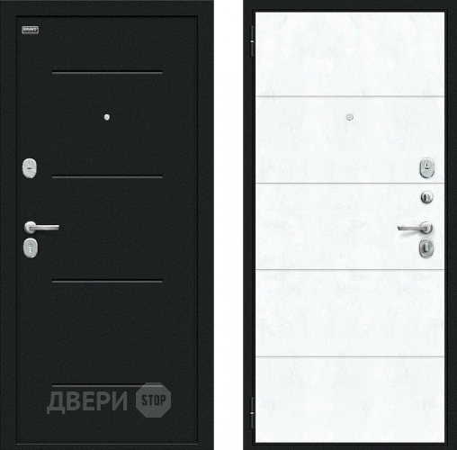 Входная металлическая Дверь внутреннего открывания Bravo Граффити-1 Инсайд Букле черное/Snow Art в Лобне