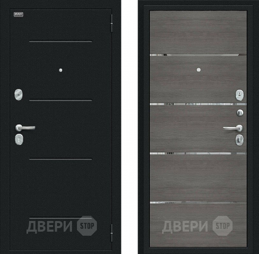 Входная металлическая Дверь Bravo Лайн Букле черное/Grey Veralinga в Лобне