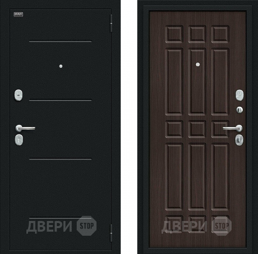 Входная металлическая Дверь Bravo Мило Букле черное/Wenge Veralinga в Лобне