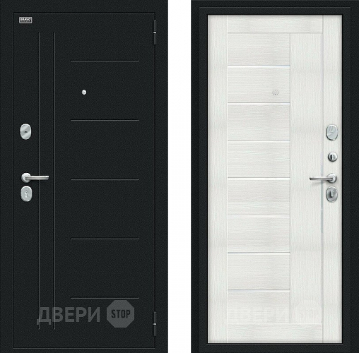Входная металлическая Дверь Bravo Проф Букле черное/Bianco Veralinga в Лобне