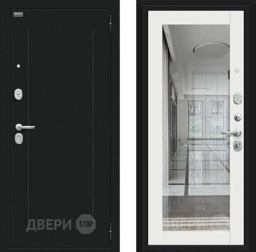 Входная металлическая Дверь Bravo Флэш Букле черное/Off-white в Лобне