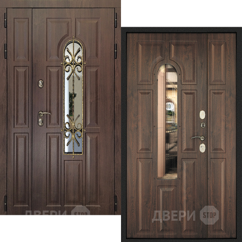 Входная металлическая Дверь Дверной Континент Лион Двустворчатая Темный орех в Лобне