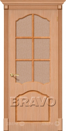 Межкомнатная дверь со стеклом Каролина (Дуб) в Лобне