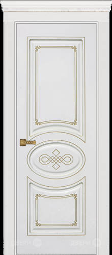 Межкомнатная дверь Дверь Премьер ДГ, белая эмаль, патина золото в Лобне