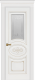 Межкомнатная дверь Дверь Премьер ДО, белая эмаль, патина золото, мателюкс с фрезеровкой в Лобне