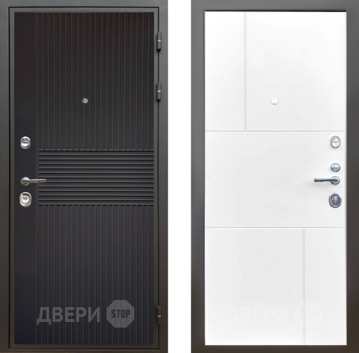 Входная металлическая Дверь Шелтер (SHELTER) Комфорт Черная шагрень 8 Белый матовый в Лобне