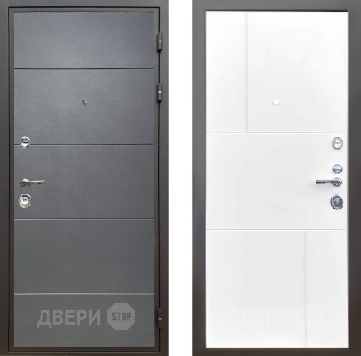 Входная металлическая Дверь Шелтер (SHELTER) Комфорт Лофт графит 8 Белый матовый в Лобне