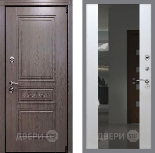 Входная металлическая Дверь Рекс (REX) Пренмиум-S СБ-16 Зеркало Белый ясень в Лобне