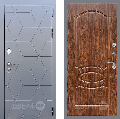 Входная металлическая Дверь Стоп КОСМО ФЛ-128 орех тисненый в Лобне