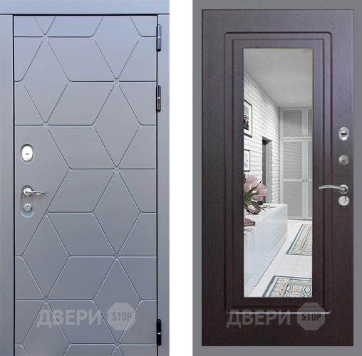 Входная металлическая Дверь Стоп КОСМО Зеркало ФЛ-120 Венге в Лобне