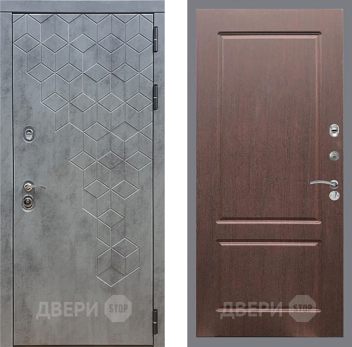 Входная металлическая Дверь Стоп БЕТОН ФЛ-117 Орех премиум в Лобне