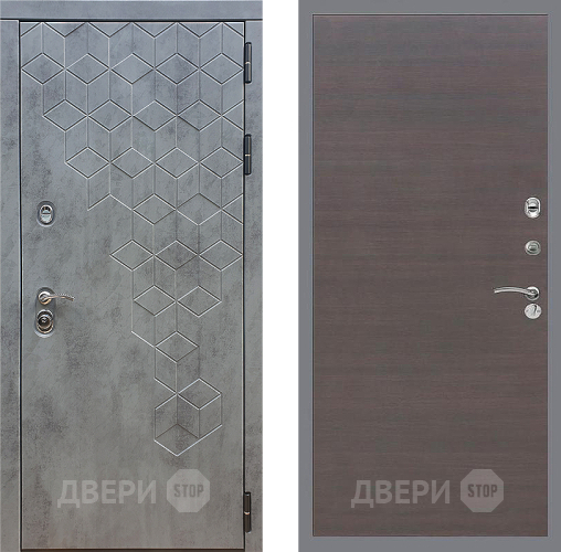 Входная металлическая Дверь Стоп БЕТОН Гладкая венге поперечный в Лобне