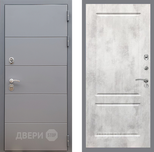 Входная металлическая Дверь Стоп АРТ ГРАФИТ ФЛ-117 Бетон светлый в Лобне