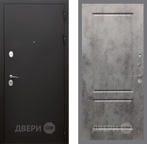 Входная металлическая Дверь Стоп КЛАССИК Шагрень ФЛ-117 Бетон темный в Лобне