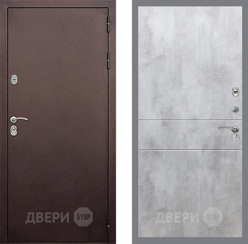 Входная металлическая Дверь Стоп КЛАССИК Медь ФЛ-290 Бетон светлый в Лобне