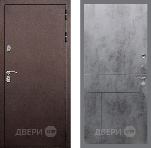 Входная металлическая Дверь Стоп КЛАССИК Медь ФЛ-290 Бетон темный в Лобне
