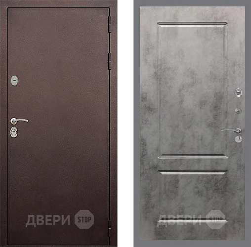 Входная металлическая Дверь Стоп КЛАССИК Медь ФЛ-117 Бетон темный в Лобне