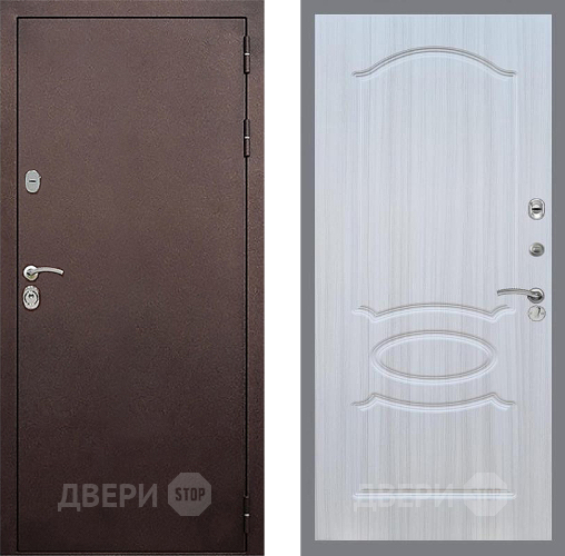Входная металлическая Дверь Стоп КЛАССИК Медь ФЛ-128 Сандал белый в Лобне