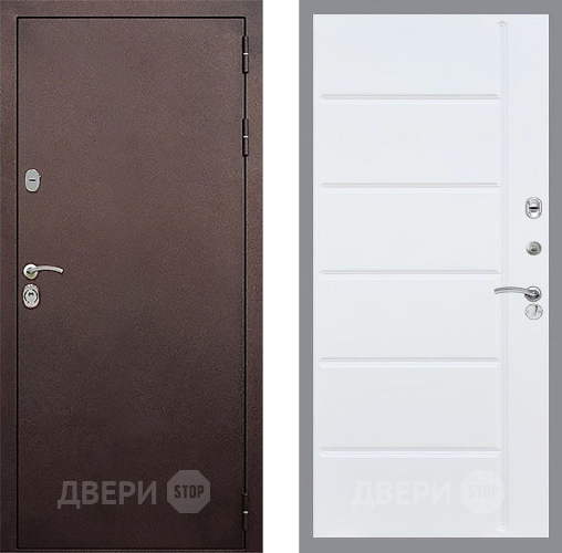 Входная металлическая Дверь Стоп КЛАССИК Медь ФЛ-102 Белый ясень в Лобне
