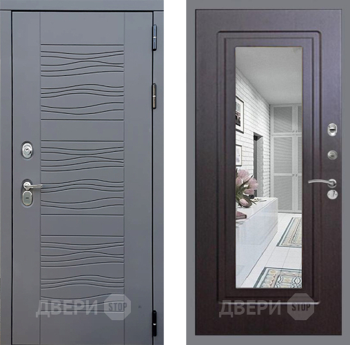 Входная металлическая Дверь Стоп СКАНДИ Зеркало ФЛ-120 Венге в Лобне