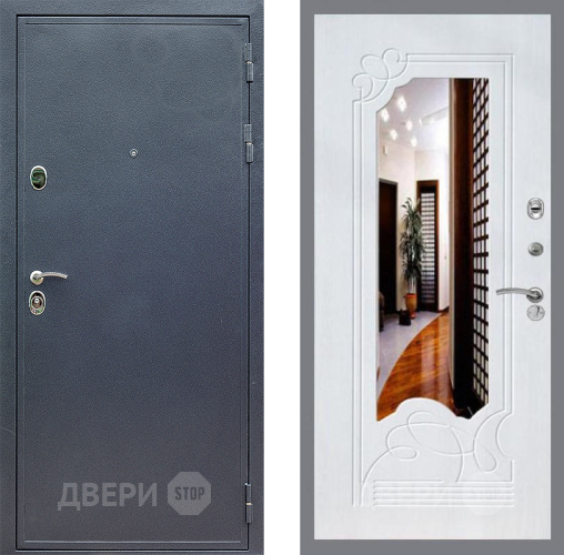 Входная металлическая Дверь Стоп СИЛЬВЕР ЗкркалоФЛ-147 Ясень белый в Лобне