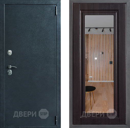 Входная металлическая Дверь Дверной континент ДК-70 Дизайн ФЛЗ Зеркало Венге в Лобне