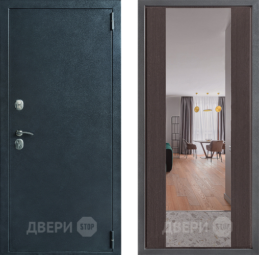 Входная металлическая Дверь Дверной континент ДК-70 Дизайн ФЛЗ-1 Зеркало Венге в Лобне