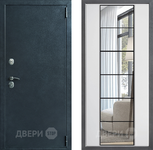 Входная металлическая Дверь Дверной континент ДК-70 Дизайн ФЛЗ-2 Зеркало Белый софт в Лобне