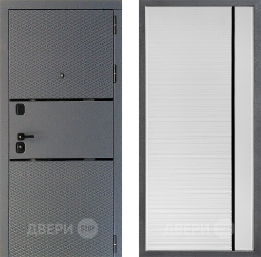 Входная металлическая Дверь Дверной континент Диамант Дизайн ФЛ-757 Черное Стекло Софт милк в Лобне