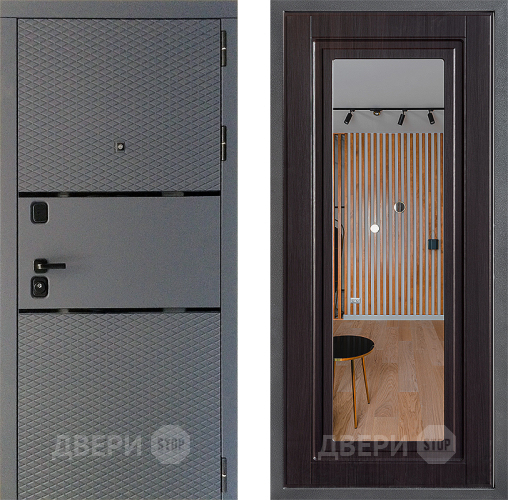 Входная металлическая Дверь Дверной континент Диамант Дизайн ФЛЗ Зеркало Венге в Лобне