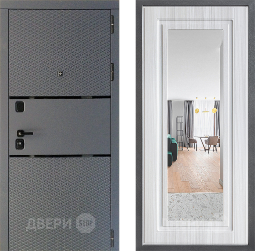 Входная металлическая Дверь Дверной континент Диамант Дизайн ФЛЗ Зеркало Сандал белый в Лобне