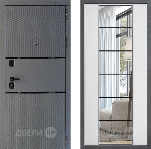 Входная металлическая Дверь Дверной континент Диамант Дизайн ФЛЗ-2 Зеркало Белый софт в Лобне