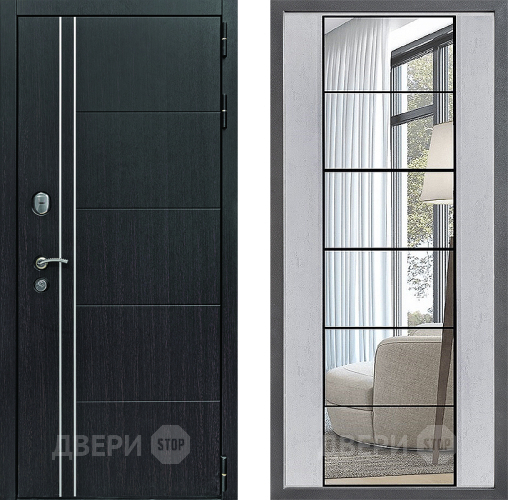 Входная металлическая Дверь Дверной континент Теплолюкс Дизайн ФЛЗ-2 Зеркало Бетон светлый в Лобне