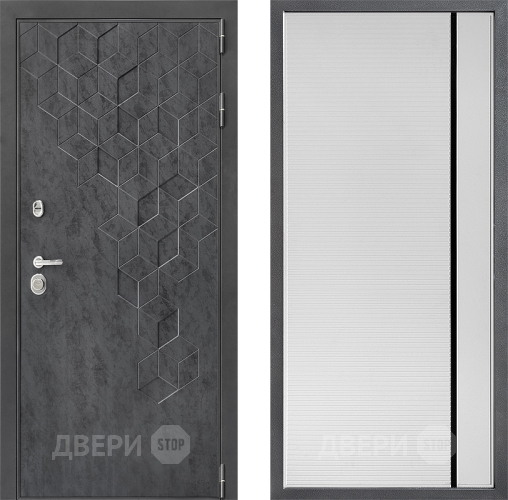 Входная металлическая Дверь Дверной континент ДК-3/713 ФЛ-757 Черное Стекло Софт милк в Лобне