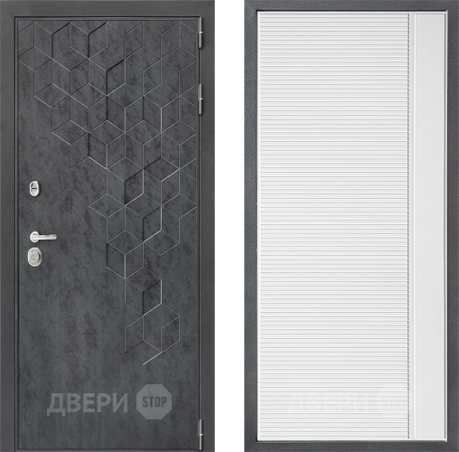 Входная металлическая Дверь Дверной континент ДК-3/713 ФЛ-757 Белое Стекло Софт милк в Лобне