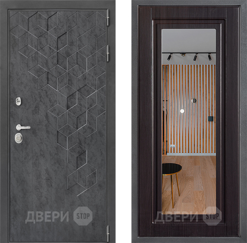 Входная металлическая Дверь Дверной континент ДК-3/713 ФЛЗ Зеркало Венге в Лобне