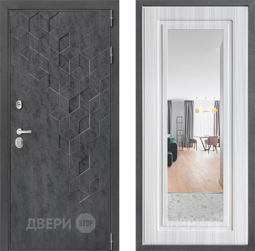 Входная металлическая Дверь Дверной континент ДК-3/713 ФЛЗ Зеркало Сандал белый в Лобне