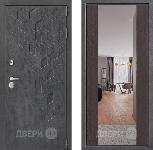 Входная металлическая Дверь Дверной континент ДК-3/713 ФЛЗ-1 Зеркало Венге в Лобне
