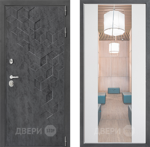 Входная металлическая Дверь Дверной континент ДК-3/713 ФЛЗ-1 Зеркало Белый софт в Лобне