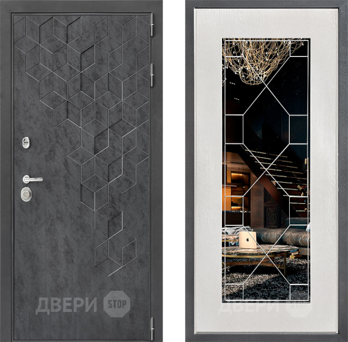 Дверь Дверной континент ДК-3/713 ФЛ-Тиффани Зеркало Белое дерево в Лобне