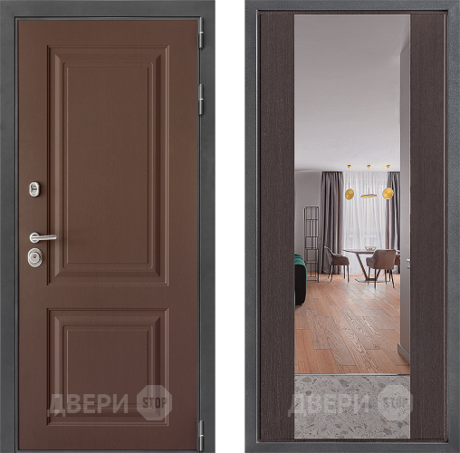 Входная металлическая Дверь Дверной континент ДК-3/729 ФЛЗ-1 Зеркало Венге в Лобне