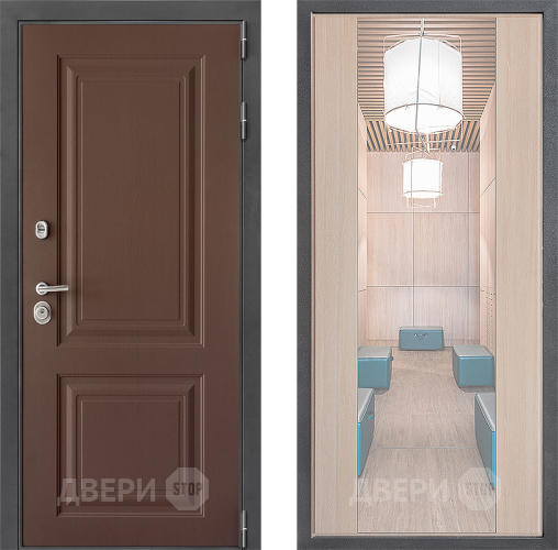 Входная металлическая Дверь Дверной континент ДК-3/729 ФЛЗ-1 Зеркало Капучино в Лобне