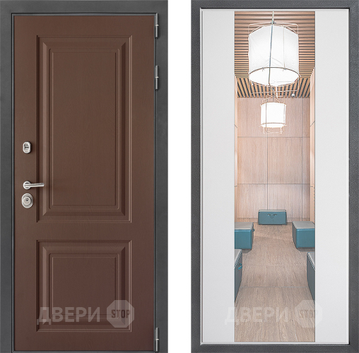 Входная металлическая Дверь Дверной континент ДК-3/729 ФЛЗ-1 Зеркало Белый софт в Лобне