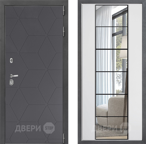 Входная металлическая Дверь Дверной континент ДК-3/744 ФЛЗ-2 Зеркало Белый софт в Лобне