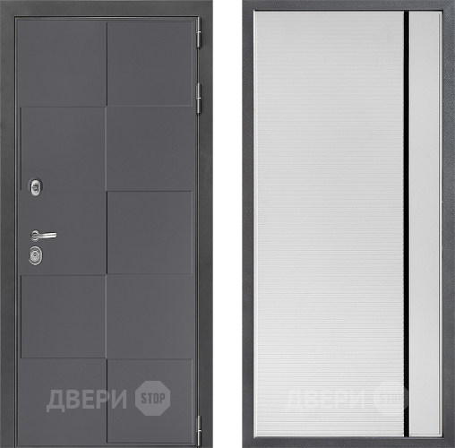 Входная металлическая Дверь Дверной континент ДК-3/606 ФЛ-757 Черное Стекло Софт милк в Лобне