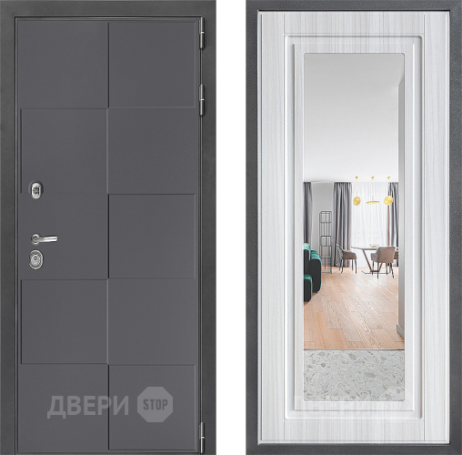 Входная металлическая Дверь Дверной континент ДК-3/606 ФЛЗ Зеркало Сандал белый в Лобне