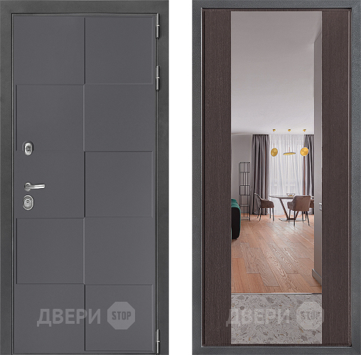 Входная металлическая Дверь Дверной континент ДК-3/606 ФЛЗ-1 Зеркало Венге в Лобне