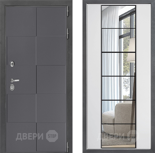 Входная металлическая Дверь Дверной континент ДК-3/606 ФЛЗ-2 Зеркало Белый софт в Лобне